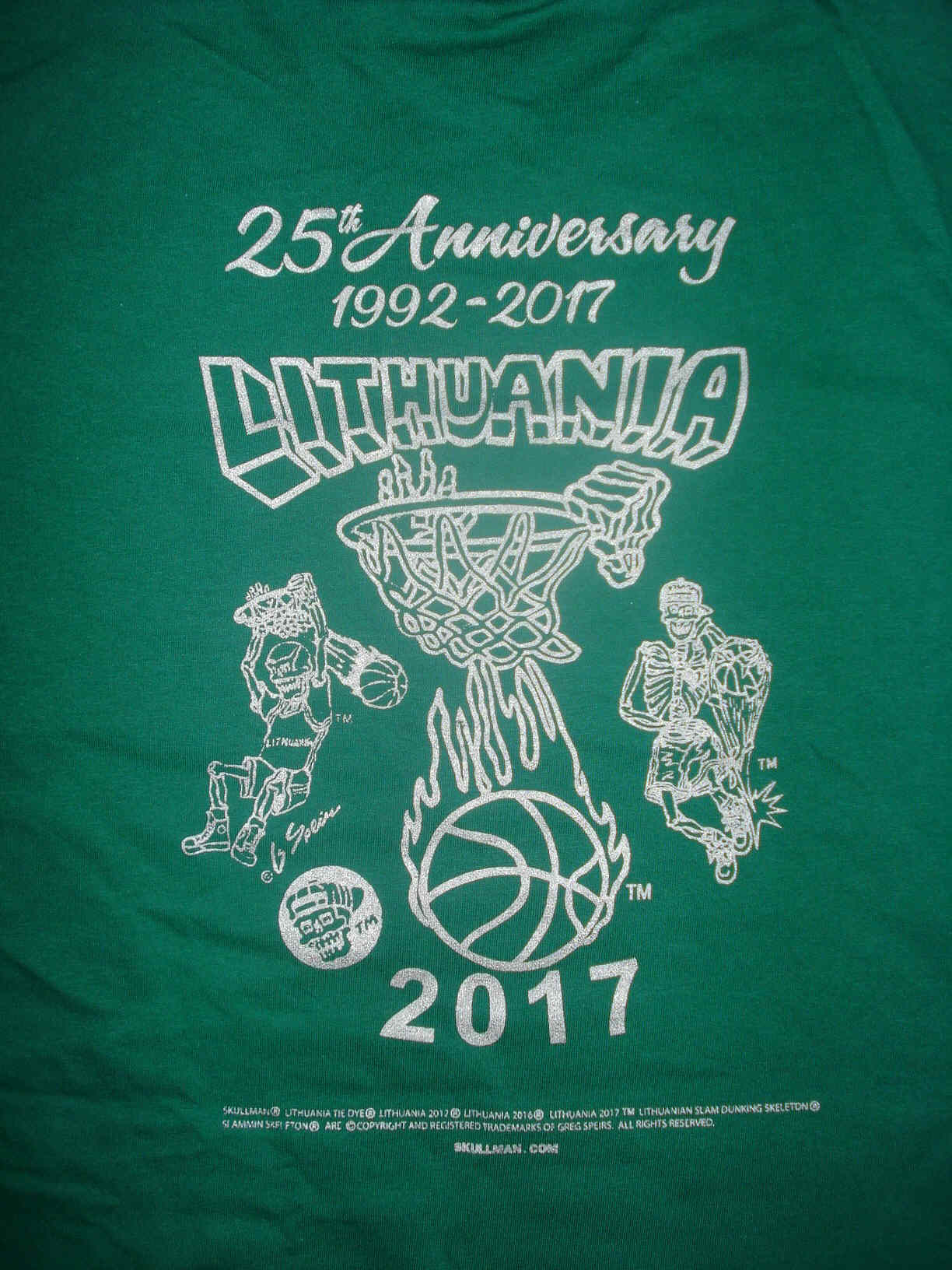 Lithuania Tie-Dye Basketball T-Shirts Slam-Dunking Skeleton